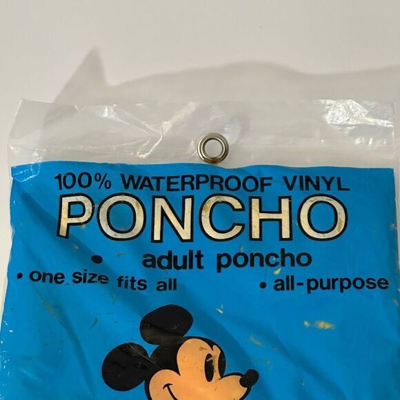 Disneyland Vintage 90s Waterproof Adult Poncho Yellow | One Size - Picture 3 of 7